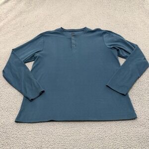 Weatherproof Henley Shirt Mens Large Long Sleeve Blue Stretch Outdoor Casual